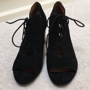 Susina Black Suede Block Heel Booties